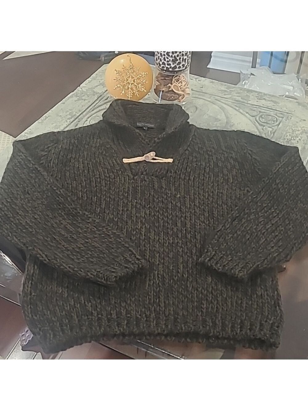 FILIPPO NOVELLI CHUNKY WAFFLE KNIT WOOL BLEND HIGH NECK SWEATER LARGE